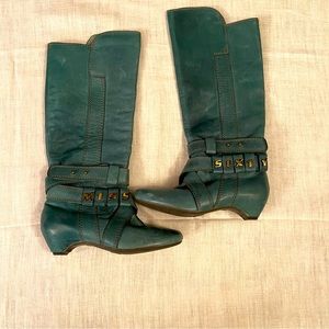 Vintage Miss Sixty Distressed Leather Boot, size 36/ 5 1/2 - 6 Turquoise $65